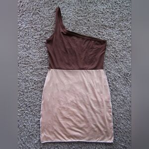 Shein women, one shoulder brown/ beige